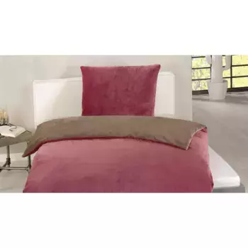 Двустороннее постельное белье Gzze "Супер пушистый", (2 шт.), качество микрофибра, 100% полиэстер, постельное белье и наволочка на молнии, двусторонний дизайн, согревающее зимнее постельное белье, цвет beere/taupe