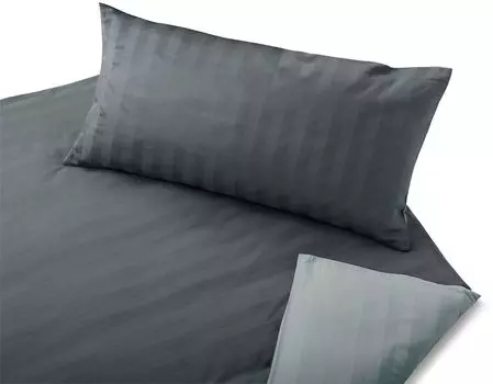Двустороннее постельное белье из органического сатина Cotonea Наволочка Linea однотонный цвет серый/антрацит-I004 размер 40х60 см