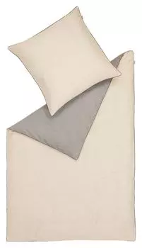 Двустороннее постельное белье из сатина - песочный цвет - серый - 135 х 200 см - хлопок - на молнии Stoeckler & Grimmler