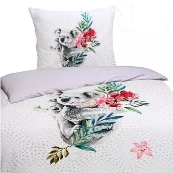 Двустороннее постельное белье из сирсакера из микрофибры aboutyourhome Koala white 135x200 80x80, белое / 2 шт aboutyourhome-shop