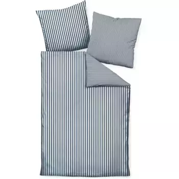 Двустороннее постельное белье Janine «модернклассик 3912, 100% хлопок», (2 шт.), на молнии, дизайн в полоску, цвет atlantik