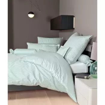 Двустороннее постельное белье Janine «модернклассик 3912, 100% хлопок», (2 шт.), на молнии, дизайн в полоску, цвет jade