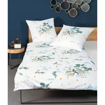 Двустороннее постельное белье Janine «современное искусство 42098», на молнии, цвет eisblau