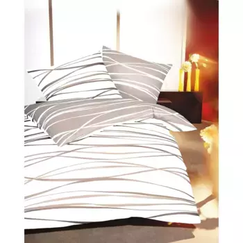 Двустороннее постельное белье Kaeppel «Движение» с тонкими волнистыми линиями, цвет natur-wei