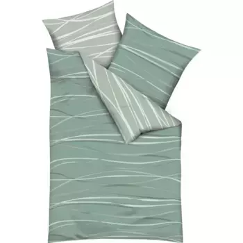 Двустороннее постельное белье Kaeppel «Движение» с тонкими волнистыми линиями, оливковый