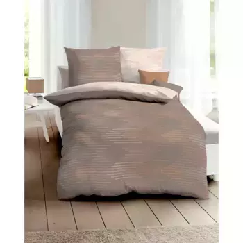 Двустороннее постельное белье Kaeppel «Икат», приятно теплое, цвет nougat