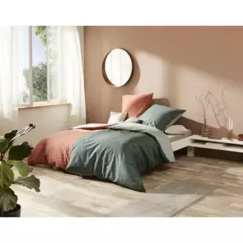 Двустороннее постельное белье Kaeppel "Jaro из сатина и фланели Mako, качество 100% хлопок, постельное белье и наволочки на молнии, сатин с шелковистым блеском, зимнее и летнее постельное белье, можно использовать круглый год", (2 шт.), цвет jad...