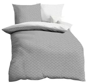 Двустороннее постельное белье Kaeppel Linon Renforc, 2 шт. Lars, антрацитовый серый белый хлопок, размер: 135x200см, постельное белье
