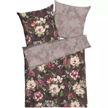 Двустороннее постельное белье Kaeppel «Магнолия» с цветочным узором, цвет kaffee