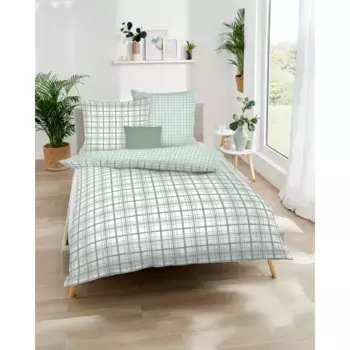 Двустороннее постельное белье Kaeppel «Плед», приятно теплое, цвет jade