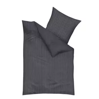 Двустороннее постельное белье Kaeppel «Постельное белье Eternity Combo, сатин с шелковистым блеском, дизайн в полоску», антрацит