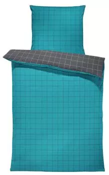 Двустороннее постельное белье, клетчатое, современные пододеяльники Renforce, хлопок, молния, размер: 2 шт., 155 х 200 см, цвет: бирюзовый/антрацит One-Home