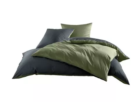 Двустороннее постельное белье Mako сатин темно-зеленый антрацит 155х200+80х80 Bettwaesche-mit-Stil