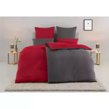 Двустороннее постельное белье мой дом «DESNER2», премиум качества, очень мягкое, однотонное, размером 135х200 см My Home, антрацит/красный