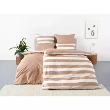 Двустороннее постельное белье OTTO Products "Jannis, сертифицировано GOTS, качества Renforce и Biber, дышащее, плотность 115 г/м, изготовлено из 100% органического хлопка, постельное белье и наволочка с застежкой на пуговицы", (2 шт.), верблюжи...