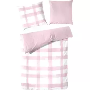 Двустороннее постельное белье Primera «мягкое постельное белье из хлопчатобумажной ткани в клетку», в современном клетчатом исполнении, белый/розовый