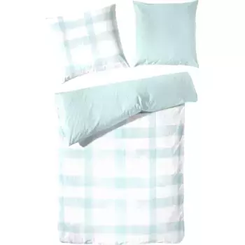 Двустороннее постельное белье Primera «мягкое постельное белье из хлопчатобумажной ткани в клетку», в современном клетчатом исполнении, белый/бирюзовый