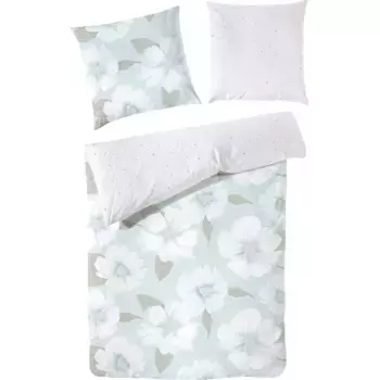Двустороннее постельное белье Primera «Renforce постельное белье Флоренция» с крупными цветочными соцветиями, белый/серый/серый