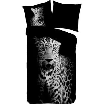 Двустороннее постельное белье PURE Luxury Collection «Hans», микрофибра, 135x200, легкое в уходе, молния, двусторонний вид, леопардовый, черный