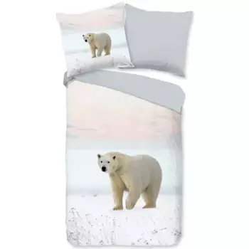 Двустороннее постельное белье PURE Luxury Collection «Bjorn», микрофибра, 135x200, легкое в уходе, на молнии, двусторонний вид, зима, мультиколор/серый/белый