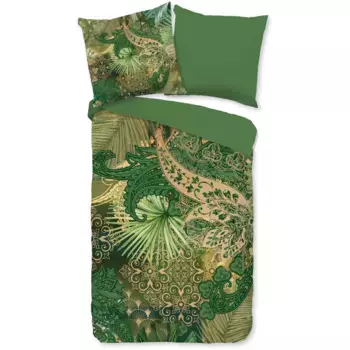 Двустороннее постельное белье PURE Luxury Collection «Louise», микрофибра, 135x200, легкое в уходе, молния, двусторонний вид, зеленое, зеленый