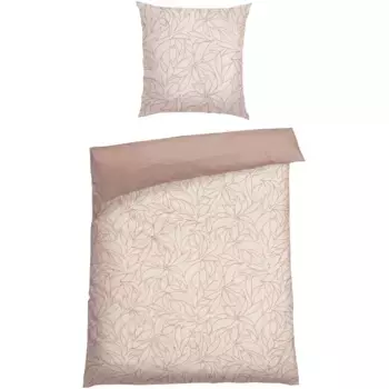 Двустороннее постельное белье Schiesser «Листья из мягкого хлопка с простым ботаническим принтом», «Сделано в зеленом цвете», серо-коричневый