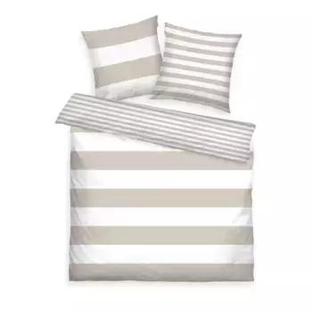 Двустороннее постельное белье TOM TAILOR HOME» Siena в размерах. 135х200, 155х220, 200х200, 200х220 см", постельное белье в полоску из хлопка, постельное белье с двусторонним видом, цвет sand