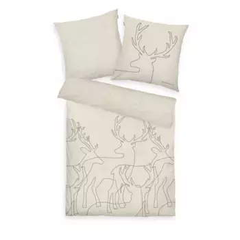 Двустороннее постельное белье TOM TAILOR HOME» Размер Леннарта. 135x200, 155x220 или 200x200 см, идеально подходит для Рождества", фланелевая уютная теплая зимой, рождественское постельное белье из хлопка, цвет natur