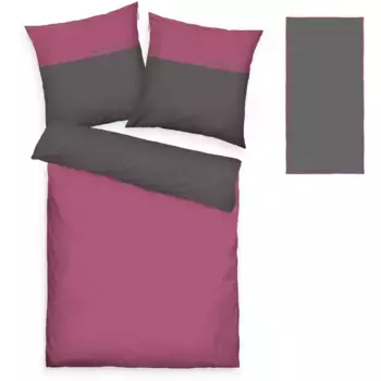 Двустороннее постельное белье TOM TAILOR HOME «Генри в размере. 135х200 или 155х220 см", постельное белье из хлопка, с БЕСПЛАТНЫМ дополнением: спортивным полотенцем, цвет beere-anthrazit