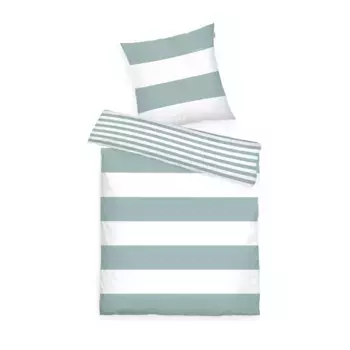 Двустороннее постельное белье TOM TAILOR HOME» Siena в размерах. 135х200, 155х220, 200х200, 200х220 см", постельное белье в полоску из хлопка, постельное белье с двусторонним видом, цвет fresh sage