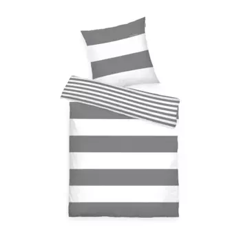 Двустороннее постельное белье TOM TAILOR HOME» Siena в размерах. 135х200, 155х220, 200х200, 200х220 см", постельное белье в полоску из хлопка, постельное белье с двусторонним видом, серый