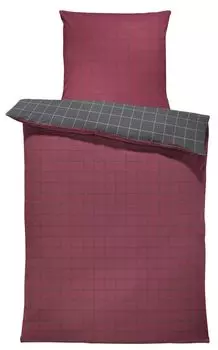 Двустороннее постельное белье в клетку современный хлопок Renforc на молнии, размер: 2 шт. 155х220 см, цвет: бордовый/антрацит One-Home