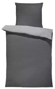 Двустороннее постельное белье в полоску в полоску современные пододеяльники Renforc хлопок, размер: 2 шт. 135х200 см, цвет: серый/антрацит One-Home