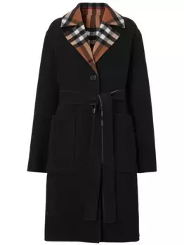 Двустороннее шерстяное пальто в клетку BURBERRY, коричневый