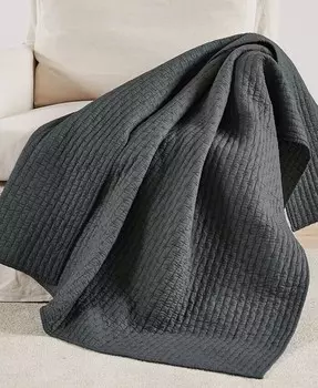 Двустороннее стеганое плед, вышитое крестиком, 50 x 60 дюймов Levtex, серый