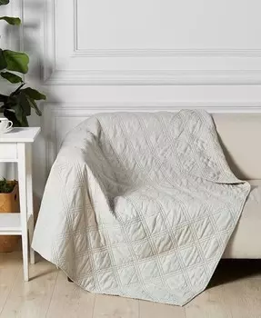 Двустороннее стеганое покрывало из стираного льна, 50 x 60 дюймов Levtex, серый