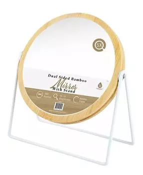 Двустороннее зеркало с плавным вращением на 360° Pursonic, цвет White rim & bamboo color rim