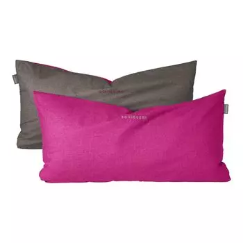 Двусторонние чехлы на подушку Schiesser в наборе из 2 шт. Ренфорс | 100% хлопок экологически чистого производства | 40х80см | Фуксия антрацит