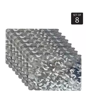 Двусторонние мерцающие металлические листы, обеденный стол, салфетки для дома и улицы — набор из 8 шт Dainty Home, серебро