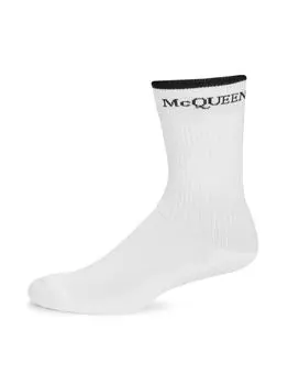 Двусторонние носки до середины икры с логотипом Alexander McQueen, черный