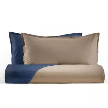 Двусторонний атласный пододеяльник Super 120 - Зеркало Lisola, темно-синий-призма, двуспальный