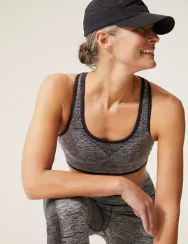 Двусторонний бесшовный спортивный бюстгальтер средней поддержки Goodmove, черный микс