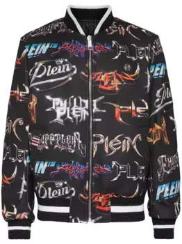 Двусторонний бомбер Lettering Philipp Plein, черный