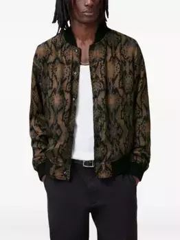 Двусторонний бомбер с воротником в рубчик AllSaints, черный