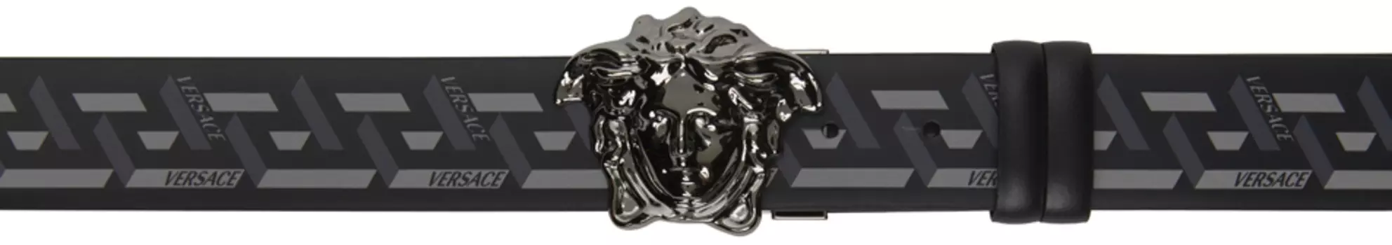 Двусторонний черно-серый ремень La Medusa La Greca Versace