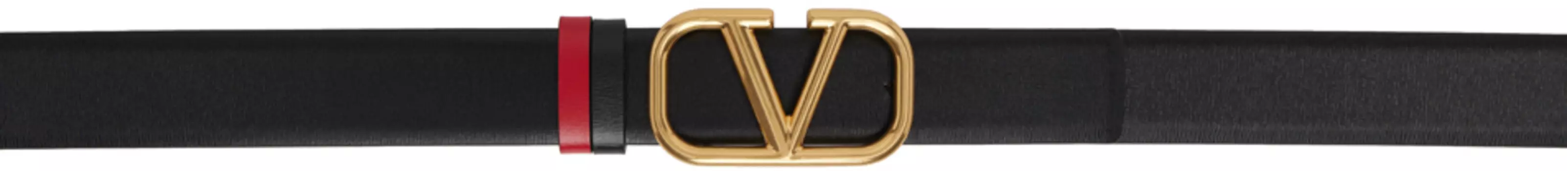 Двусторонний черный и красный ремень с фирменным логотипом Valentino Garavani