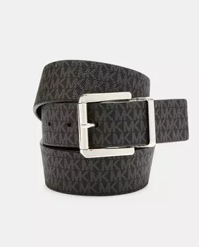 Двусторонний черный кожаный ремень с логотипом Michael Kors, черный