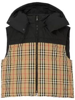 Двусторонний дутый жилет в клетку Vintage Check Burberry, черный