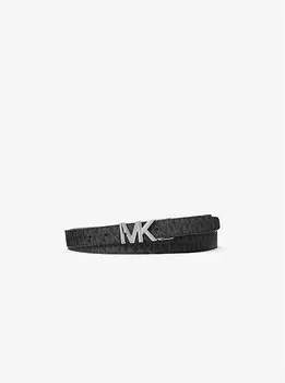 Двусторонний фирменный логотип и кожаный ремень Michael Kors, черный