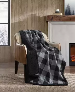 Двусторонний фланелевой плед из хлопковой пряжи в клетку, 60 x 50 дюймов Eddie Bauer, черный